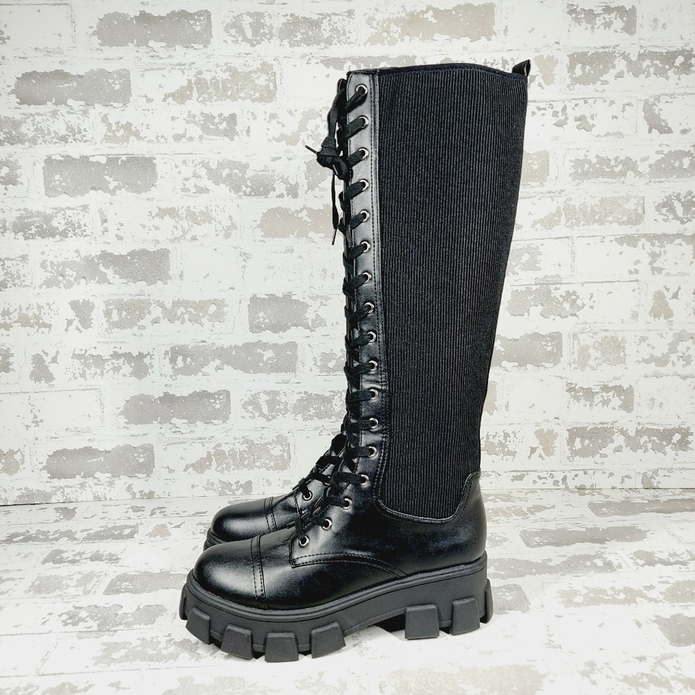 NEW Circus by Sam Edelman Dinah Lug Sole Knee High Combat Lace Up Boots K647